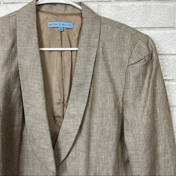 ANTONIO MELANI Jackets & Blazers - Antonio Melani Oatmeal Tan Career Business Casual Natural Linen Neutral Blazer